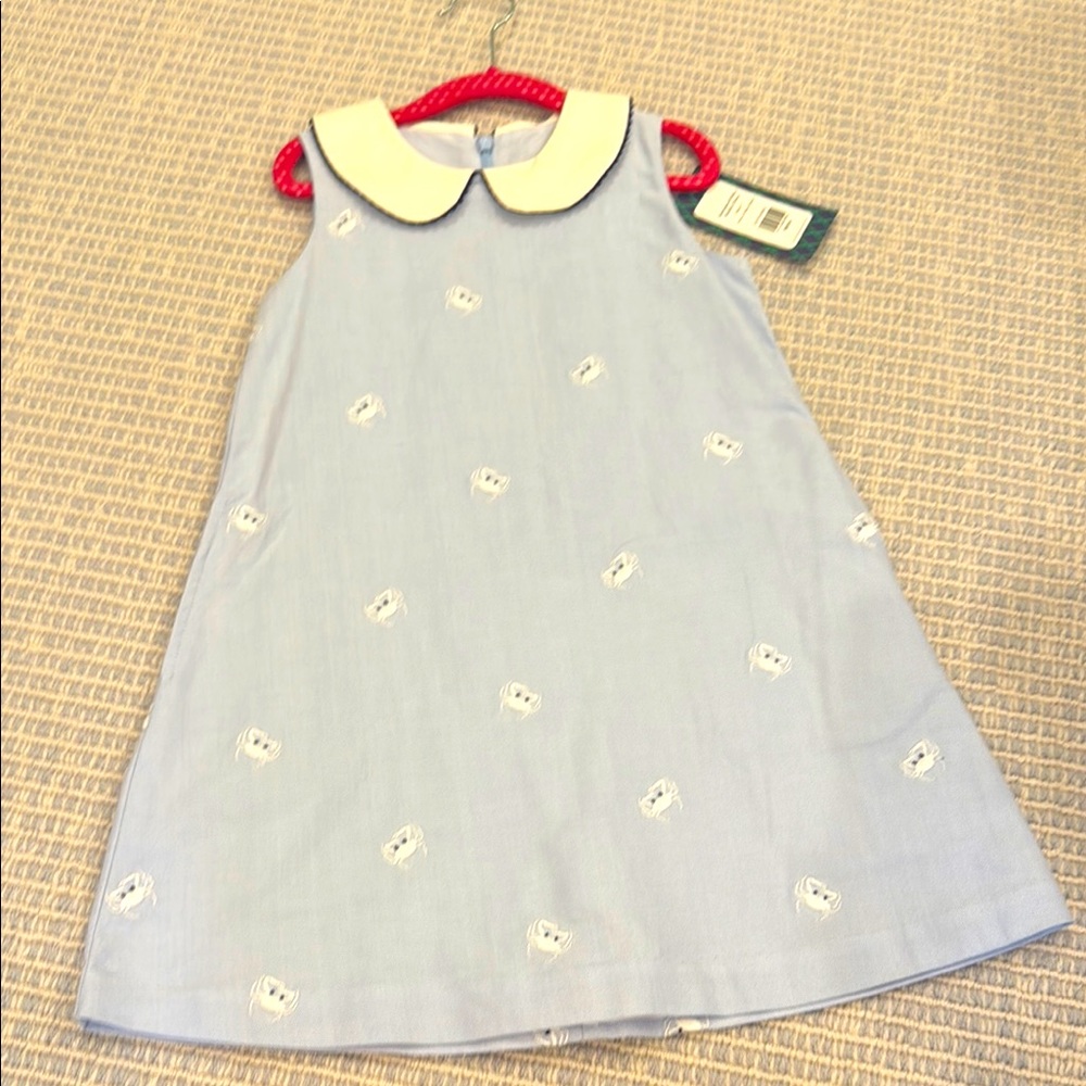 NWT Blue crab Dress with White Collar